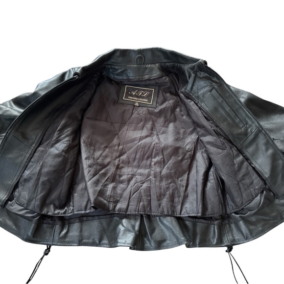 VTG Leather Biker Western Jacket Women’s XL Cinch Waist Woven Relaxed Grunge - Picture 7 of 8